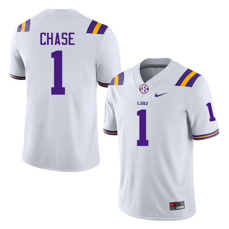 Ja'Marr Chase LSU Tigers Jersey,Louisiana State University Tigers Football Jersey-White